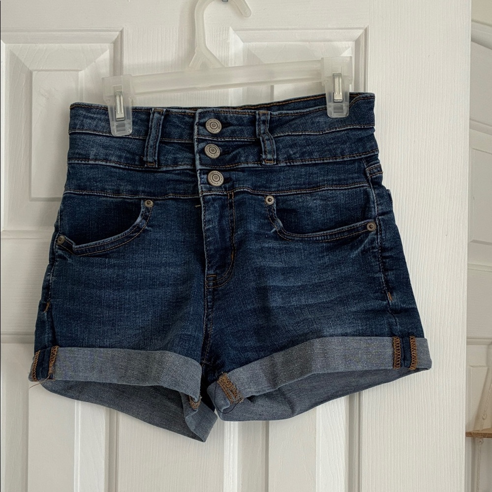 Aeropostale High Waist Dark Blue Denim Shorts
